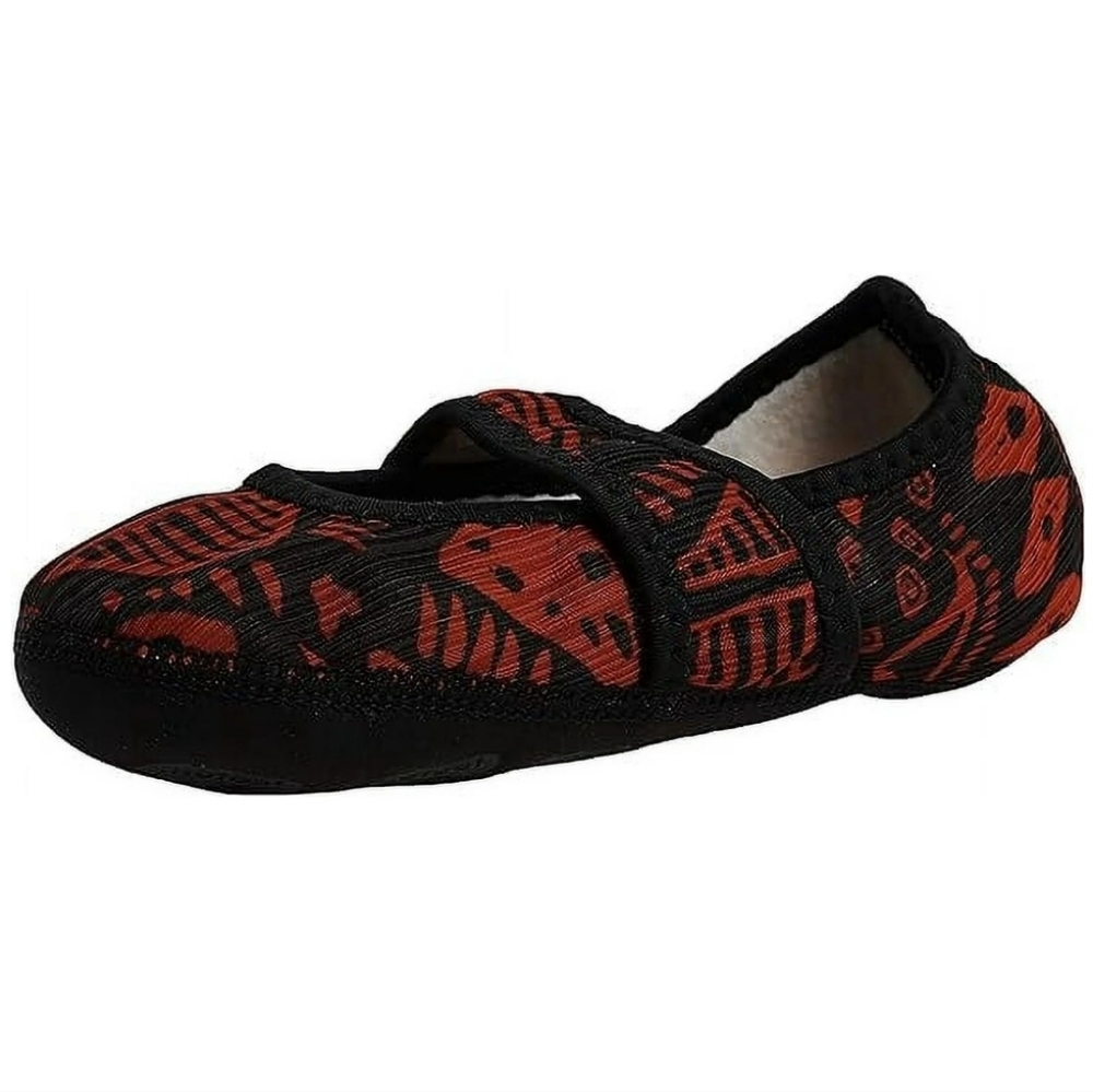 Women's Black and Red Patterned Yoga Slippers